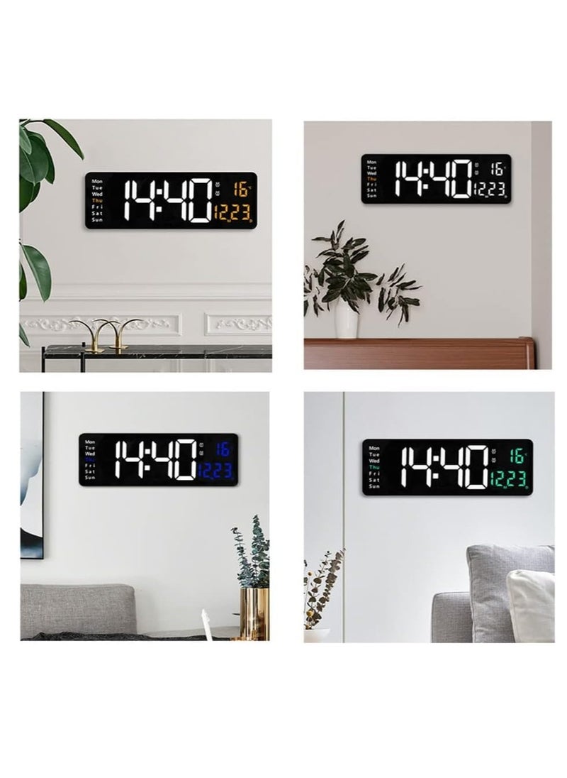 XICEN - Digital Wall Clock, 16 Inch LED Big Display with Indoor Temperature Calendar Wireless Remote Control Adjustable Brightness Plug in for Living Room Kitchen Bedroom - Image 1