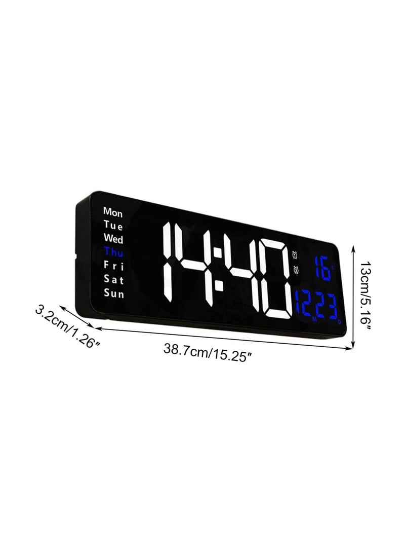 XICEN Digital Wall Clock, 16 Inch LED Big Display with Indoor Temperature Calendar Wireless Remote Control Adjustable Brightness Plug in for Living Room Kitchen Bedroom  - Image 4