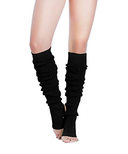 v28 Long Leg Warmer Women’s Men 80s Party Ribbed Knit Dance Sports, 71(bk+wh) - Image 5