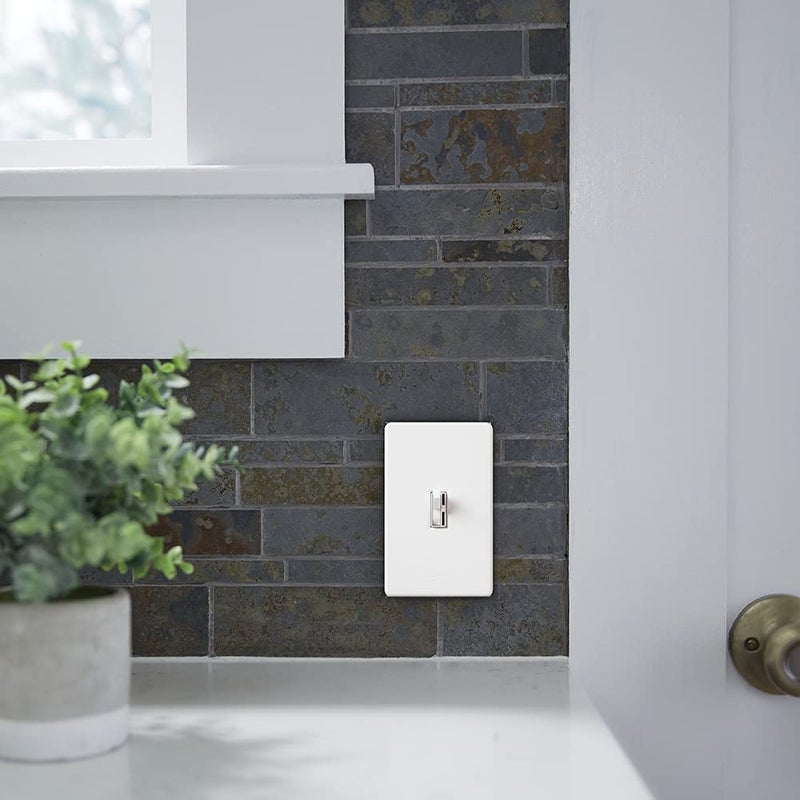 Lutron Fassada 1 Gang Wallplate For Toggle-Style Dimmer And Switches, Fw-1-Wh, White (1-Pack) - Image 2