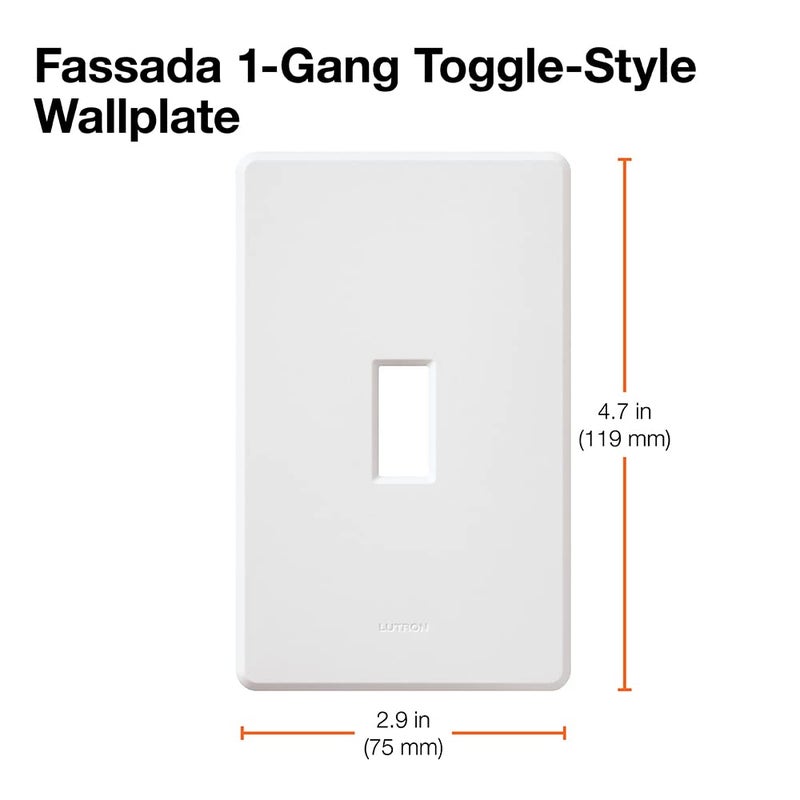 Lutron Fassada 1 Gang Wallplate For Toggle-Style Dimmer And Switches, Fw-1-Wh, White (1-Pack) - Image 5