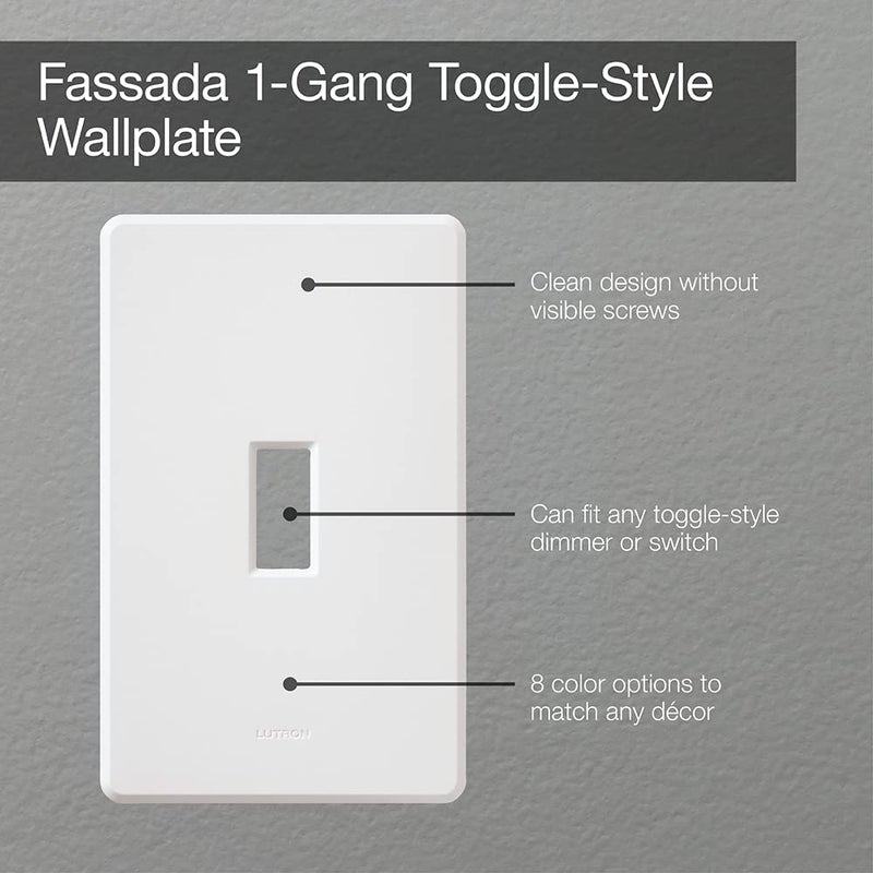 Lutron Fassada 1 Gang Wallplate For Toggle-Style Dimmer And Switches, Fw-1-Wh, White (1-Pack) - Image 4