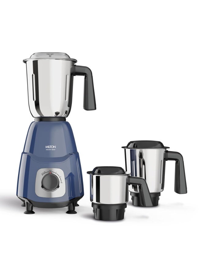 Milton Ascent Mixer Grinder, ISI Certified, Grindstone Blade Technology, 3 Jar, 800 W (22000 RPM), 5 yr motor warranty, 2 yr product warranty I Blue - Image 1