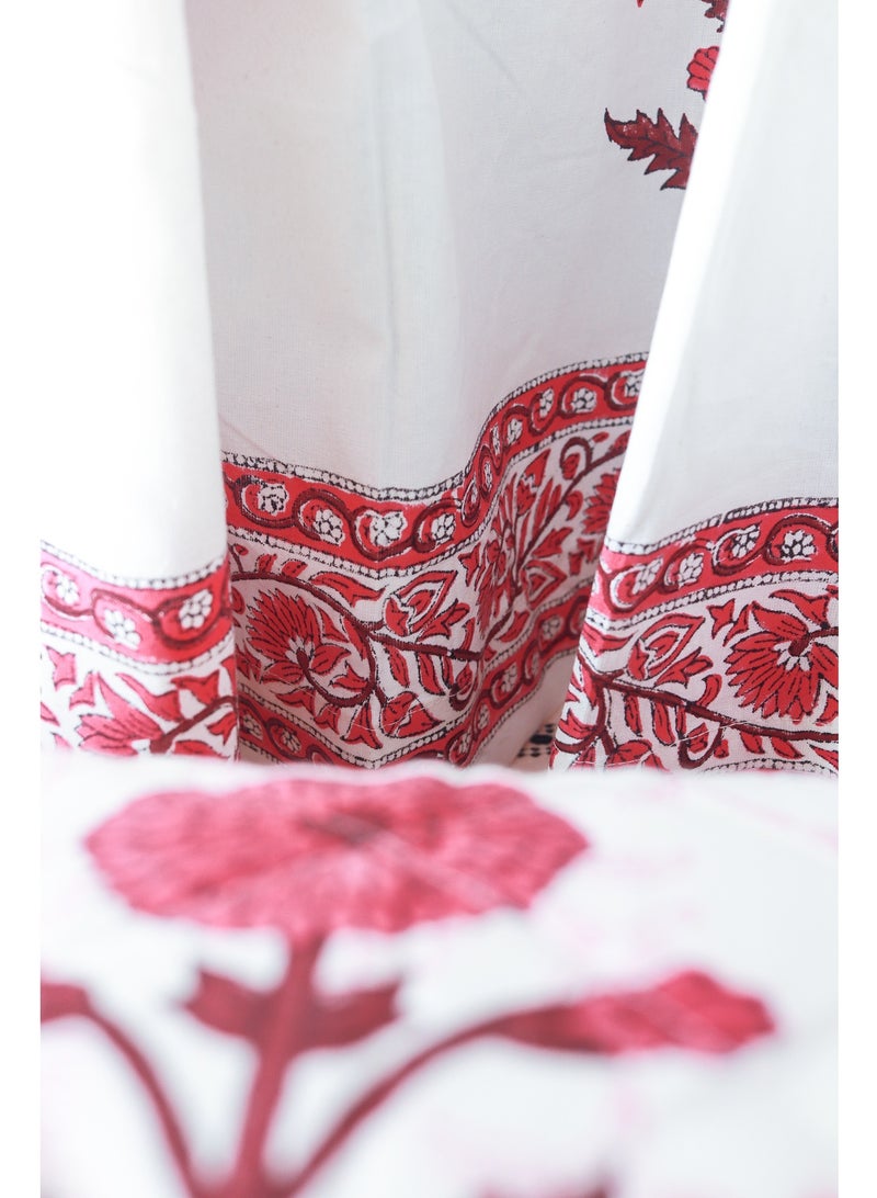 أوجريا وردي جميل 100٪ ستائر قطنية فاخرة مطبوعة يدويًا 274 X 152 سم - Image 4