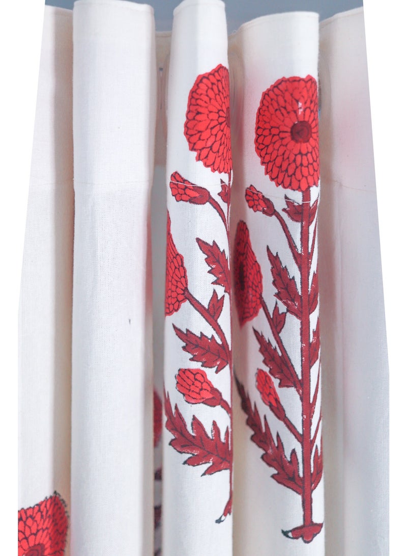 أوجريا وردي جميل 100٪ ستائر قطنية فاخرة مطبوعة يدويًا 274 X 152 سم - Image 5