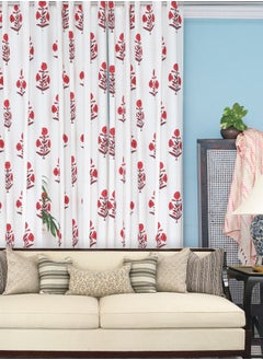 OJARIYA Pretty Pink 100 Percent Premium Cotton Hand Block Printed Curtains 274 X 152 Cm  - Image 2