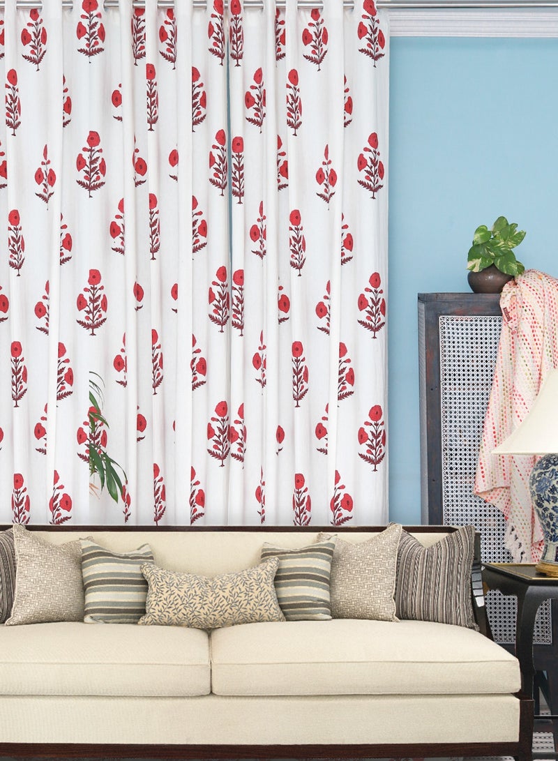 أوجريا وردي جميل 100٪ ستائر قطنية فاخرة مطبوعة يدويًا 274 X 152 سم - Image 2