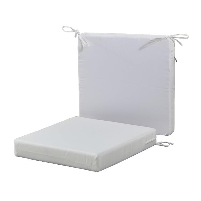 Patio Chair Cushions Non Slip Bottom Chair Pad with Ties Set of 2 Waterproof Square Outdoor Seat Cushion Replacement for Garden Swing Furniture 18x18 Inch White