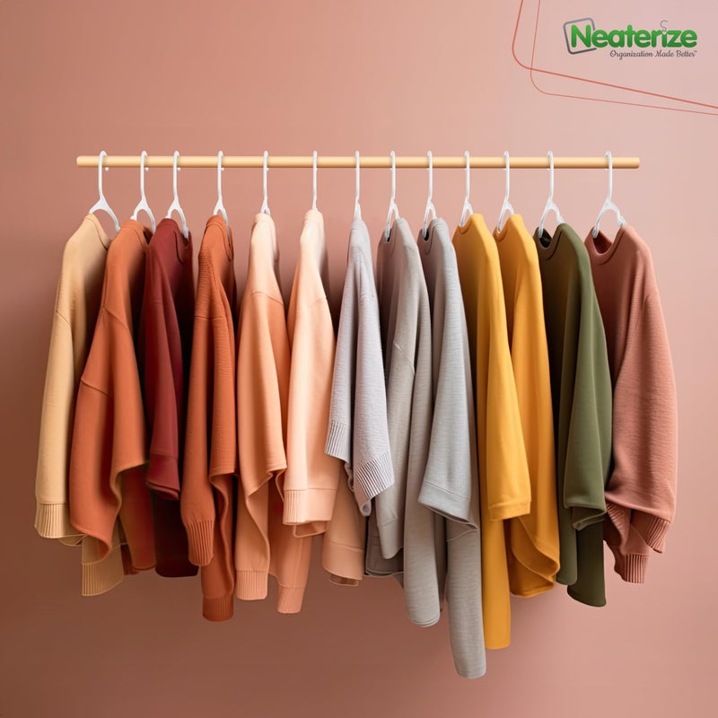 NEATERIZE Clothes Hangers Plastic 50 Pack for Adults - Plastic Hangers, The Perfect Coat Hanger and Space Saving Clothes Hangers for Closet, Percheros Ganchos para Colgar Ropa Hangars - White Hangers - Image 5