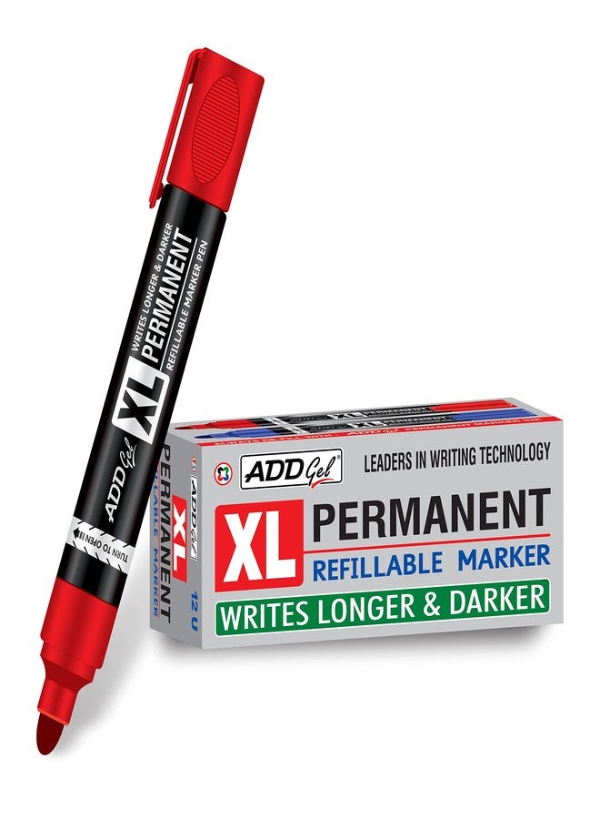ADD Gel علبة أقلام تحديد دائمة جل XL، 10 قطع (أحمر) - Image 1