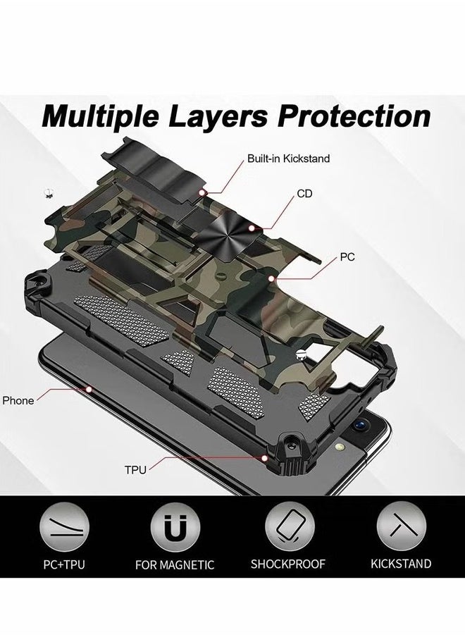 HY - Case for Samsung S21 FE Case Camouflage Cover with Stand Kickstand Support Magnetic Car Mount Grade Rugged Armor Shockproof Case for Samsung Galaxy S21 FE 5G 6.4'' - Image 1