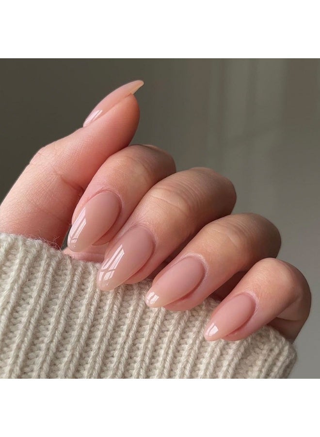 Orange Life Press On Nails Almond Shape Nude Pink Glossy Natural Look Artificial Nails Set Full Cover Fake Nails Reusable Stick On Nails Acrylic Nails Kit Soft Gel Nails Elegant Minimalist Nails for Women Daily Wear Office Wedding Party Fashion Nails Salon Style Long Lasting Nails - Image 3