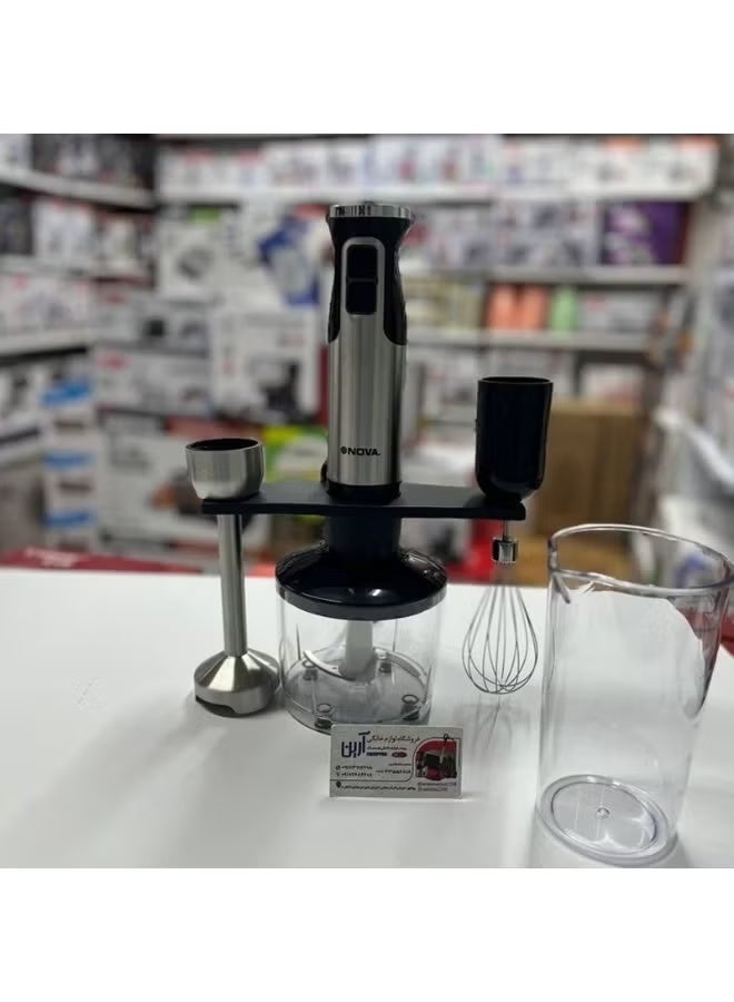 Nova NHB-109FP5 600W Hand Blender with Stainless Steel Blade, Dual Speed & 12 Variable Speed Settings, Chopper Bowl, Whisk, Beaker for Blending, Chopping, Mixing, Whisking & Pureeing - Image 1
