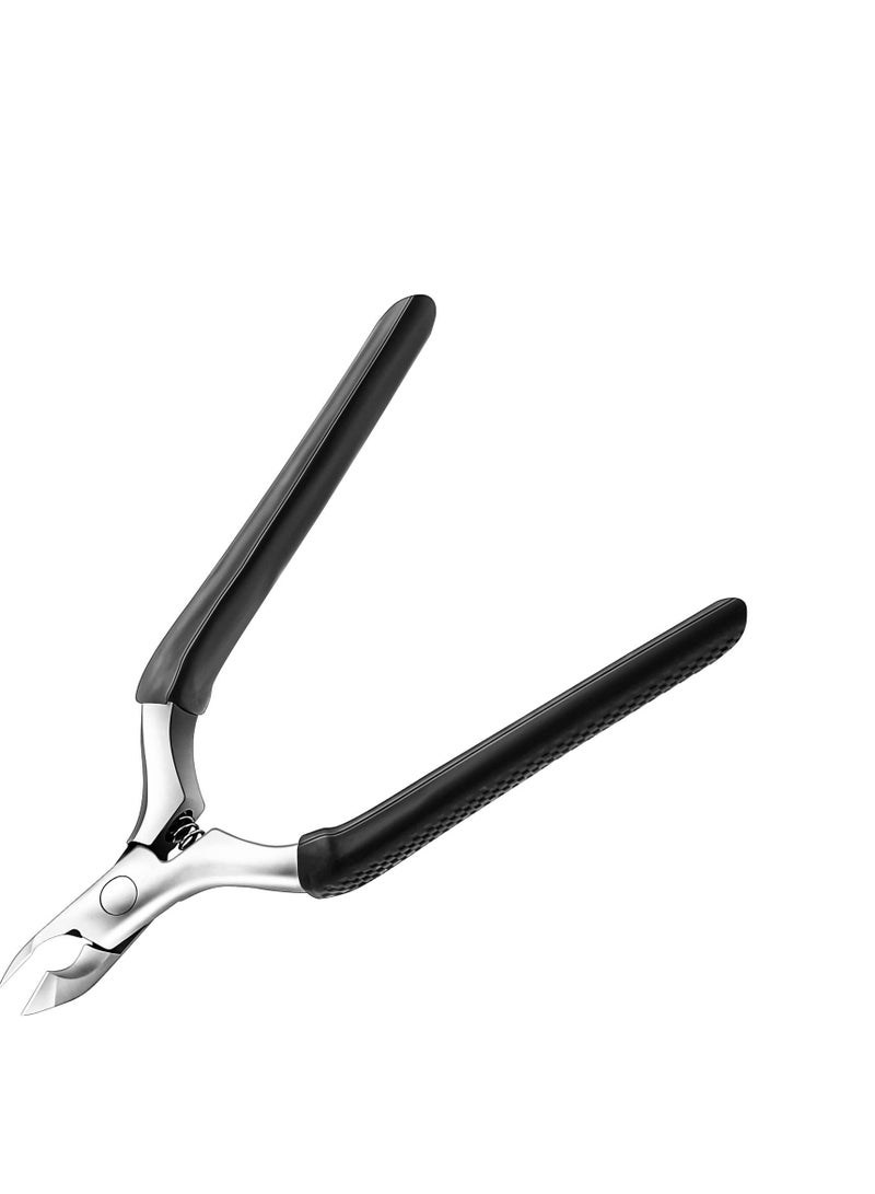 SYOSI Nail Cuticle Trimmer, Cuticle Nipper, Stainless Steel Nail Clippers, Professional Cuticle Remover with Non-Slip Silicone Handle, Cuticle Clippers for Nail Care Pedicure Manicure Nail Tools (Black) - Image 1