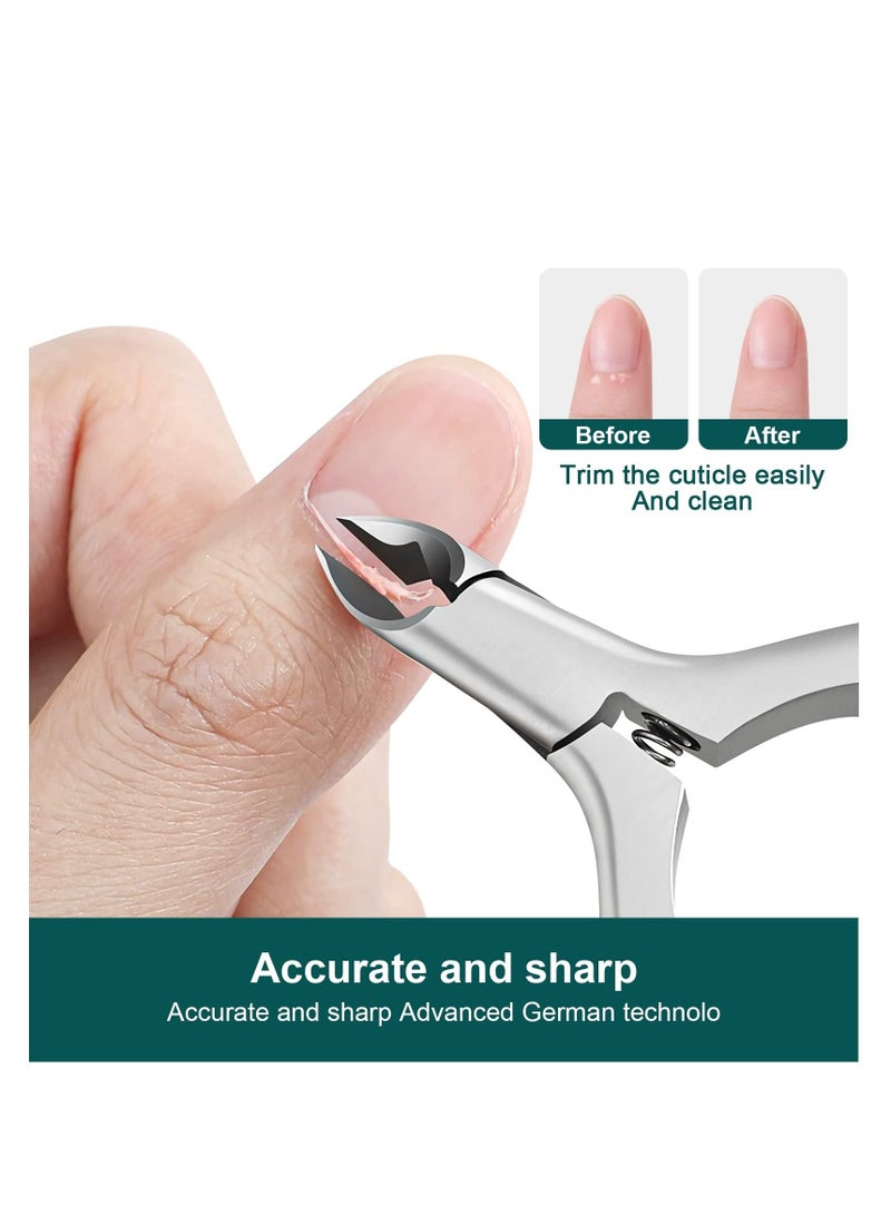 SYOSI Nail Cuticle Trimmer, Cuticle Nipper, Stainless Steel Nail Clippers, Professional Cuticle Remover with Non-Slip Silicone Handle, Cuticle Clippers for Nail Care Pedicure Manicure Nail Tools (Black) - Image 2