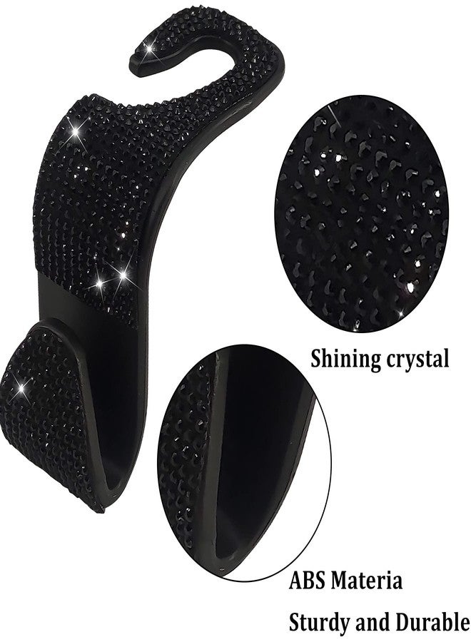 Dermasy 2 Pack Car Hooks, 2021 New Bling Rhinestones Crystal Hooks Car Decorations Auto Seat Back Organizers Strong and Durable Backseat Hanger Storage Universal for SUV Truck Vehicle (Black) - Image 3
