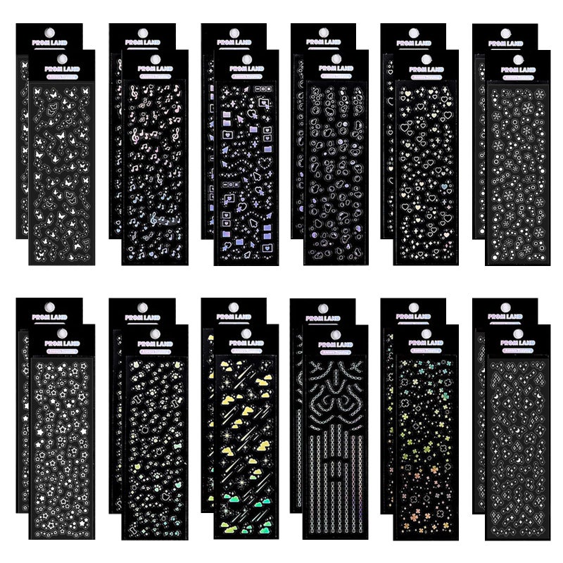 FGISAR 24 Sheets Holographic Kpop Deco Stickers Korean Stickers for Photocards Self Adhesive Clear Glitter Star Moon Butterfly Bubbles Decals for Album Scrapbook Journal Planner for DIY Decoration - Image 1