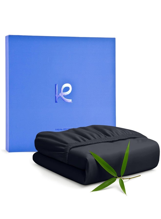 Kickoff Home Kickoff Viscose Bamboo Fitted Sheet King Size, 100% Organic Cooling Sheets Fitted ONLY Viscose Bamboo Sheets King Size Bed Sheet for Hot Sleepers, Extra Deep Pocket, 4 Corner Strap (K, Onyx Black) - Image 1