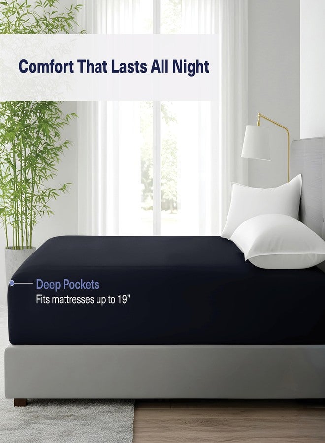 Kickoff Home Kickoff Viscose Bamboo Fitted Sheet King Size, 100% Organic Cooling Sheets Fitted ONLY Viscose Bamboo Sheets King Size Bed Sheet for Hot Sleepers, Extra Deep Pocket, 4 Corner Strap (K, Onyx Black) - Image 4