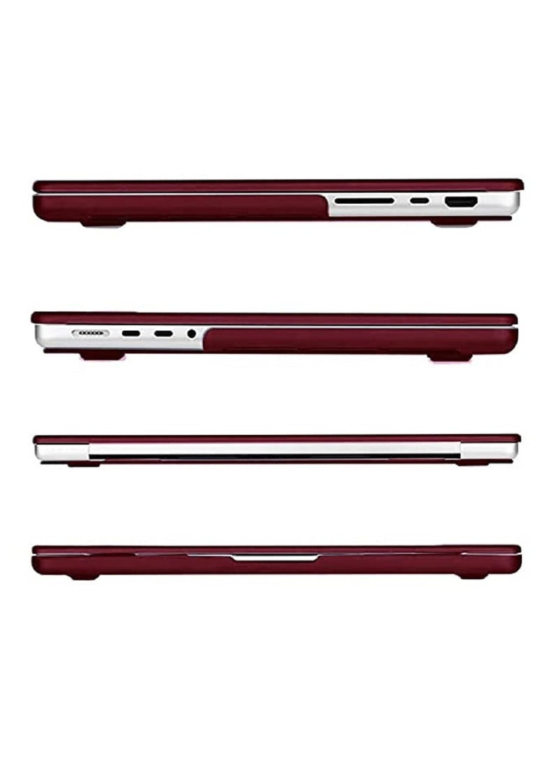 AMM - Protective Hard Shell Case with US Layout Russian English Keyboard Cover Compatible for MacBook Pro 14-Inch M4/M3/M2/M1 Pro/Max with Liquid Retina XDR Display Touch ID Model:-A3401/A3112/A2992/A2918/A2779/A2442 Release 2021/2022/2023" Wine Red - Image 1