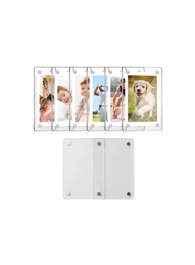 KASTWAVE Fridge Frame, 6 Pcs Magnetic Acrylic Picture Frame, Clear Frameless Display Frame for Cards Memos Refrigerator and Office Cabinet Locker (6 * 9 cm) - Image 2