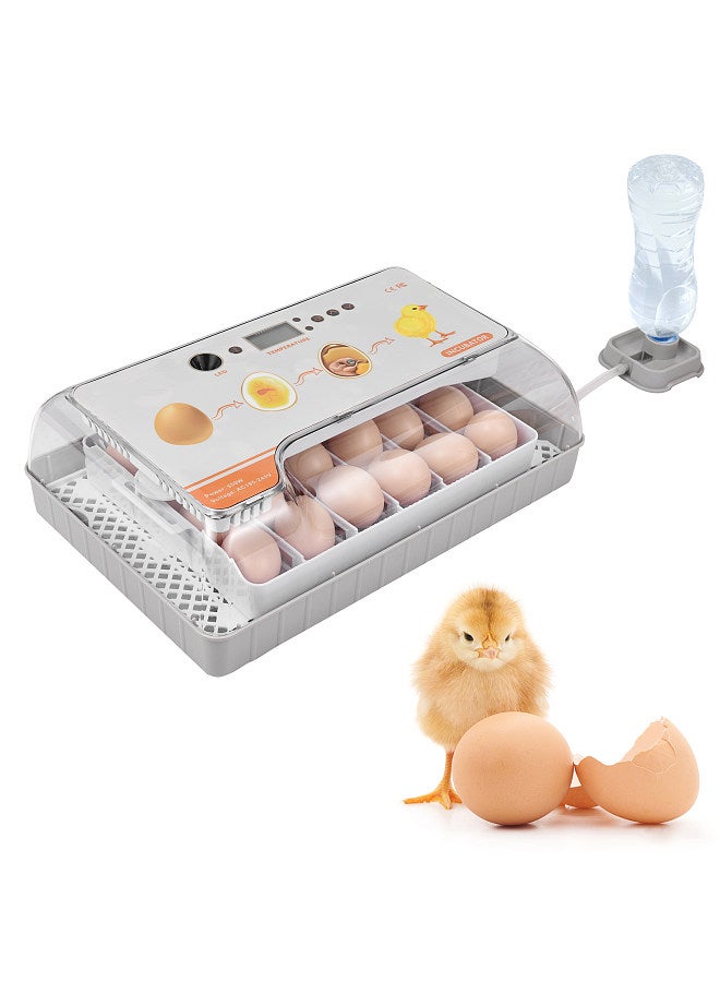 Generic Digital Egg Incubator 20 Eggs Poultry Hatcher with Auto Egg Turning Temperature Control LED Light Temperature Humidity Alarm Incubator for Chicken Ducks Birds Eggs  - Image 2