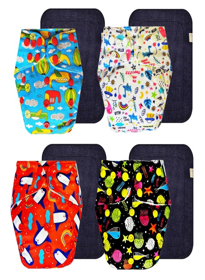 Dumbledo Premium Cloth Diaper with Gray Insert (Pack of 4) | Soft & Gentle | 6-Layer Absorbent Pad | Travel Friendly | Designed by Moms | 3 Months - 3 Years | Unisex Baby - Image 1