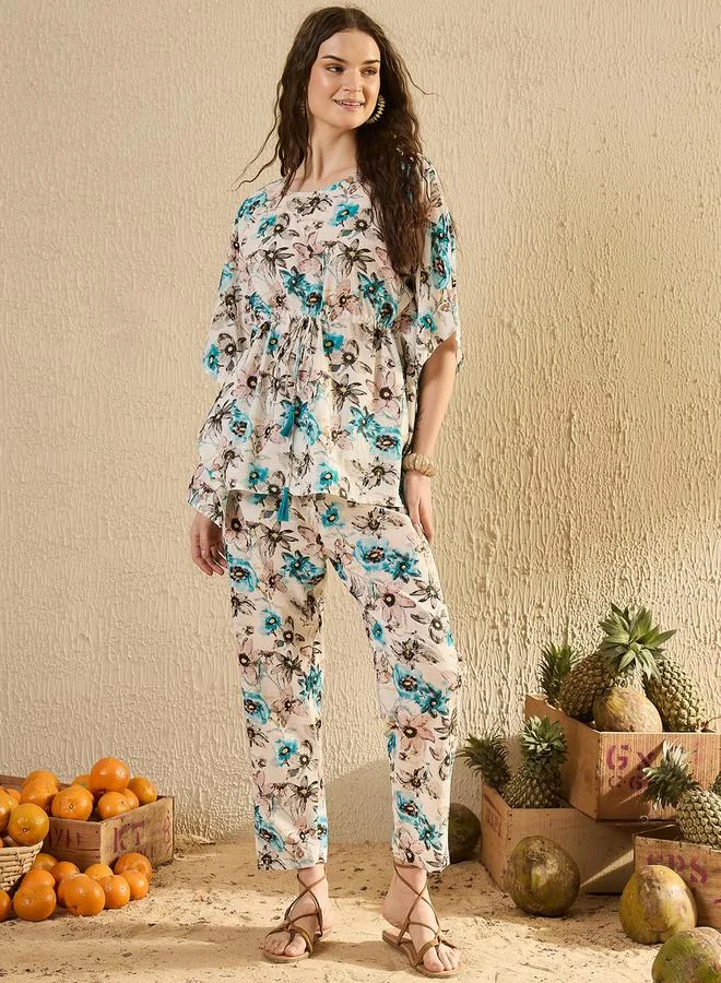 sanskrutihomes Cotton Printed Round Neck Top and Pyjama Set by Styli