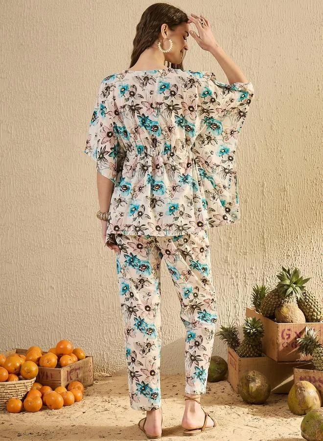 sanskrutihomes Cotton Printed Round Neck Top and Pyjama Set by Styli