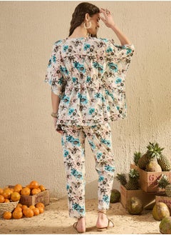 sanskrutihomes Cotton Printed Round Neck Top and Pyjama Set by Styli  - Image 3