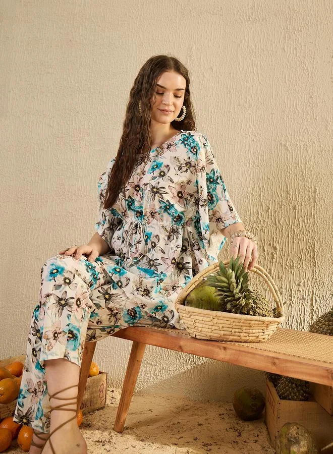sanskrutihomes Cotton Printed Round Neck Top and Pyjama Set by Styli