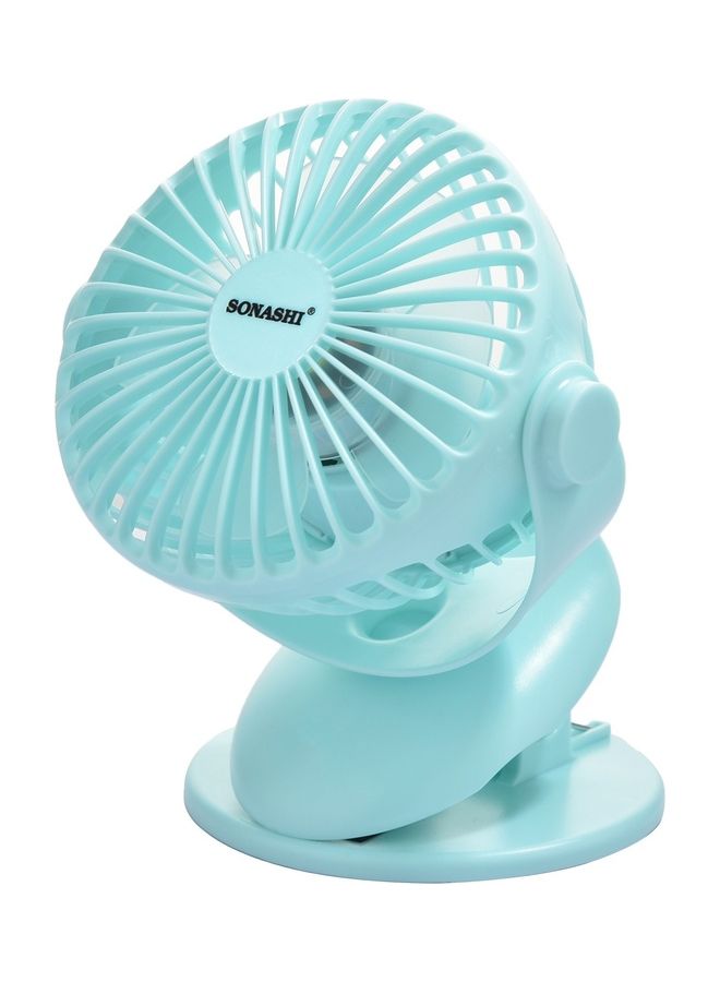 SONASHI 4 Inch Rechargeable Mini Fan With 3 Speeds | Continuous Working Of 1 Hour(High), 2.5 Hours(Mid) & 4 Hours(Low) | 5V Usb Charge With Overcharge Protection | Portable SRF-104N Blue - Image 3