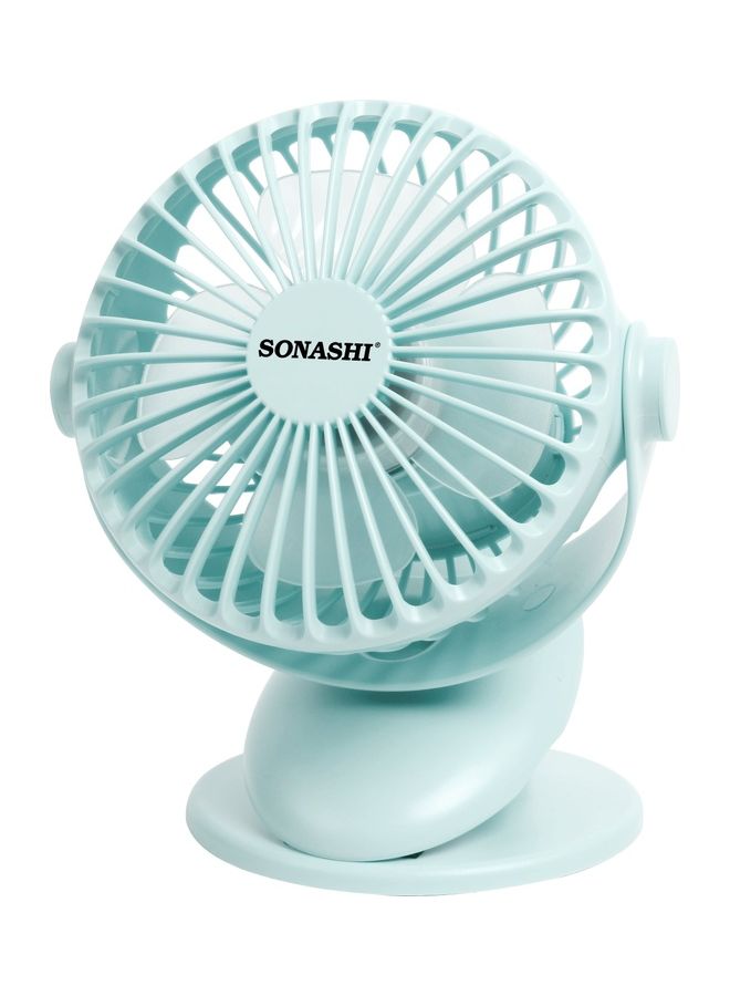 SONASHI 4 Inch Rechargeable Mini Fan With 3 Speeds | Continuous Working Of 1 Hour(High), 2.5 Hours(Mid) & 4 Hours(Low) | 5V Usb Charge With Overcharge Protection | Portable SRF-104N Blue - Image 1