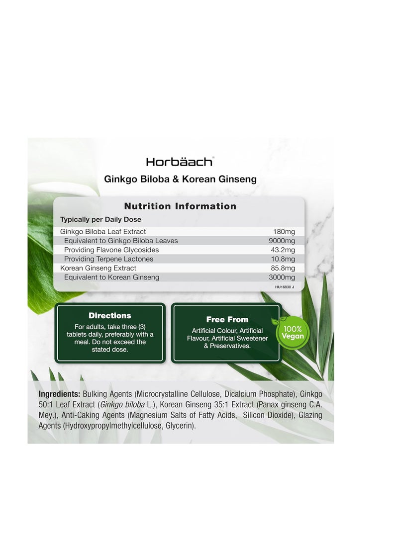 Horbaach - Ginkgo Biloba 9000mg Ginseng 3000mg 180 Tablets - Image 1