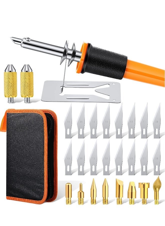 30 Pcs Electric Hot Knife Cutter Tools Multipurpose Stencil Wood Burning Tool for Cutting Carving Soft Thin Foam Cloth 