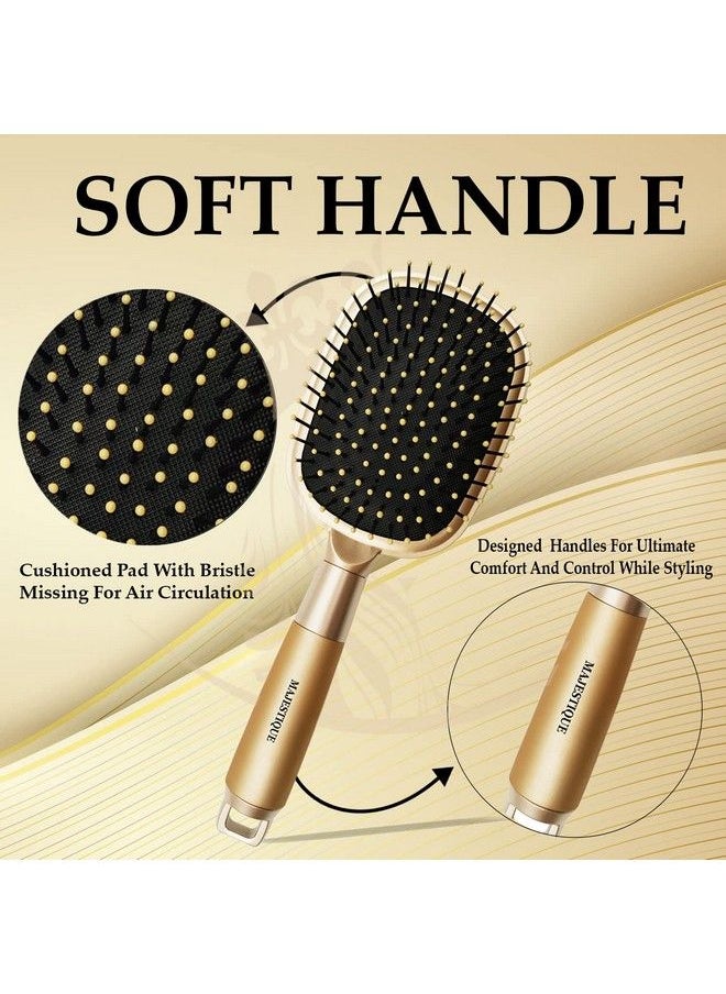 MAJESTIQUE Paddle Hair Brush Premium Golden Series Flat Hair Brush Refresh And Extend Paddle Detangler For All Hair Types Hair Brush Women Men And Girls  - Image 5