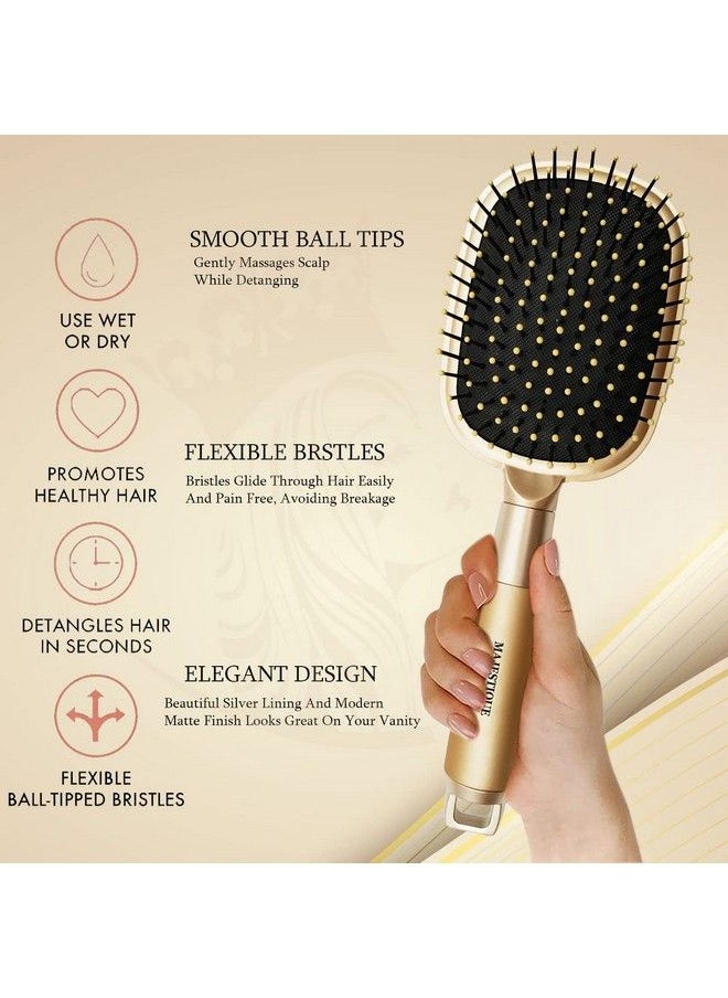 MAJESTIQUE Paddle Hair Brush Premium Golden Series Flat Hair Brush Refresh And Extend Paddle Detangler For All Hair Types Hair Brush Women Men And Girls  - Image 3