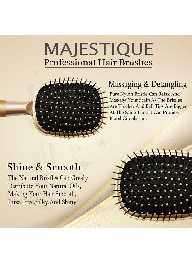 MAJESTIQUE Paddle Hair Brush Premium Golden Series Flat Hair Brush Refresh And Extend Paddle Detangler For All Hair Types Hair Brush Women Men And Girls  - Image 4