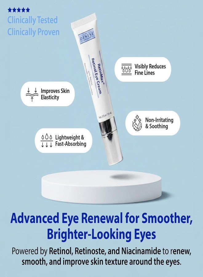 Dr. Denese RetinMax Retinol Eye Cream 0.5oz – Hydrating & Smoothing Under Eye Care with Retinol, Peptides & Vitamin C – Lightweight Formula for Smoother Looking Skin – Suitable for All Skin Types - Image 4