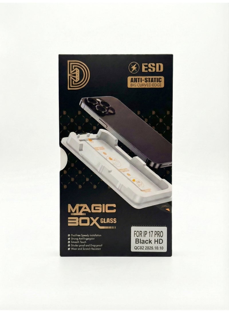 PIXEL Essentials Magic Box Clear Tempered Glass Screen Protector for iPhone 17 Pro | 9H Hardness | Anti-Fingerprint | Full HD Clarity | Easy Magic Box Installation Frame - Image 1