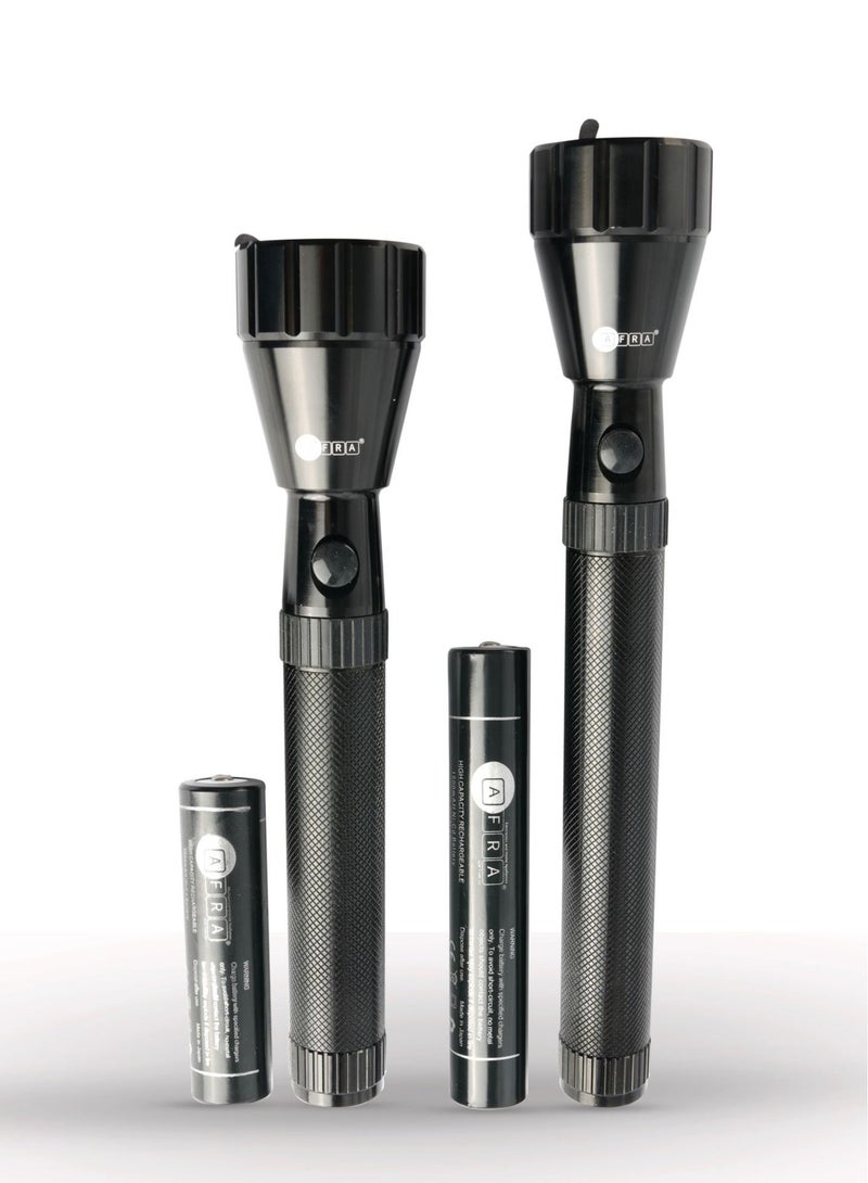 AFRA مجموعة مصابيح LED AFRA، 5 واط، 2 في 1، بطارية قابلة للشحن 1500 مللي أمبير، مقاومة للماء، مقاومة للصدمات والتآكل، تصميم ثقيل، مع محول تيار متردد - Image 2