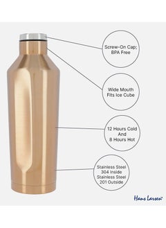 Hans Larsen Stainless Steel Vacuum Insulated Double Walled Construction Water Bottle  - Image 3