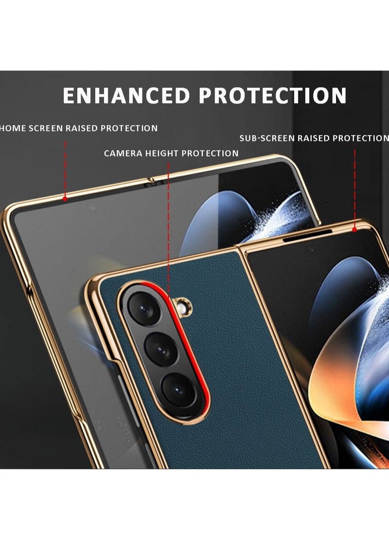 Aookay Case for Samsung Galaxy Z Fold 5 Case, Built with Screen Protector, PC+PU Leather Pattern Luxury Plating Ultra-Thin Business Case for Z Fold 5  - Image 3