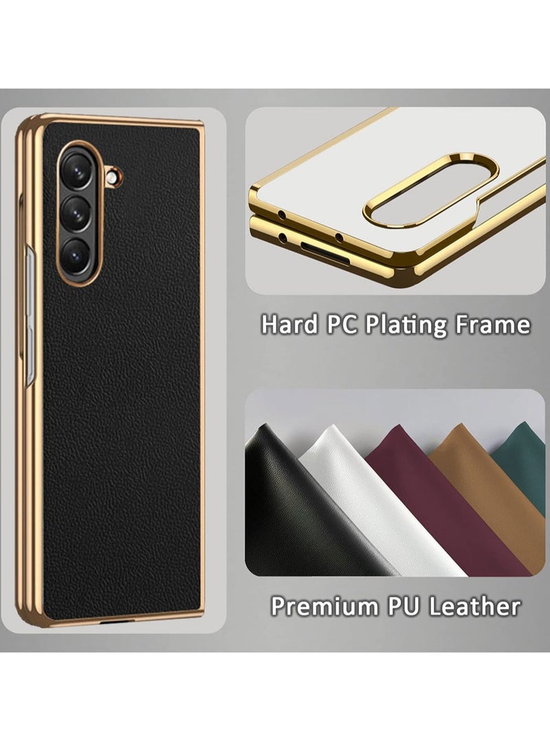 Aookay Case for Samsung Galaxy Z Fold 5 Case, Built with Screen Protector, PC+PU Leather Pattern Luxury Plating Ultra-Thin Business Case for Z Fold 5  - Image 2
