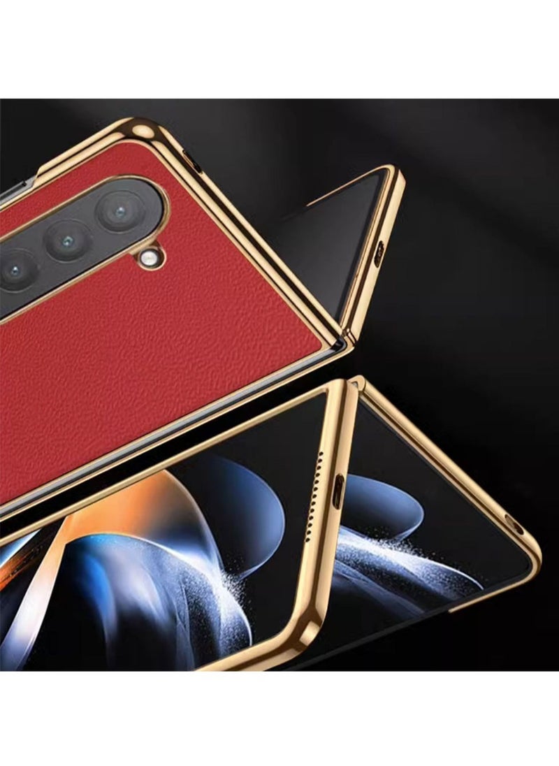 Aookay Case for Samsung Galaxy Z Fold 5 Case, Built with Screen Protector, PC+PU Leather Pattern Luxury Plating Ultra-Thin Business Case for Z Fold 5  - Image 4