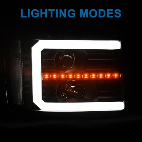 Fullux LED DRL Headlights for 2007-2013 GMC Sierra 1500 07-14 Sierra 2500HD 3500HD No Classic Head Lights Assembly 2PC Replacements Front Left Right Side Headlamp Black Housing Clear Reflector - Image 2