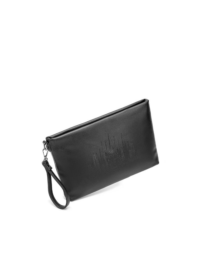 Tovele5 New Fashion Large Capacity Crazy Horse Leather Printed Black Clutch Pouch Envelope Bag - Image 2