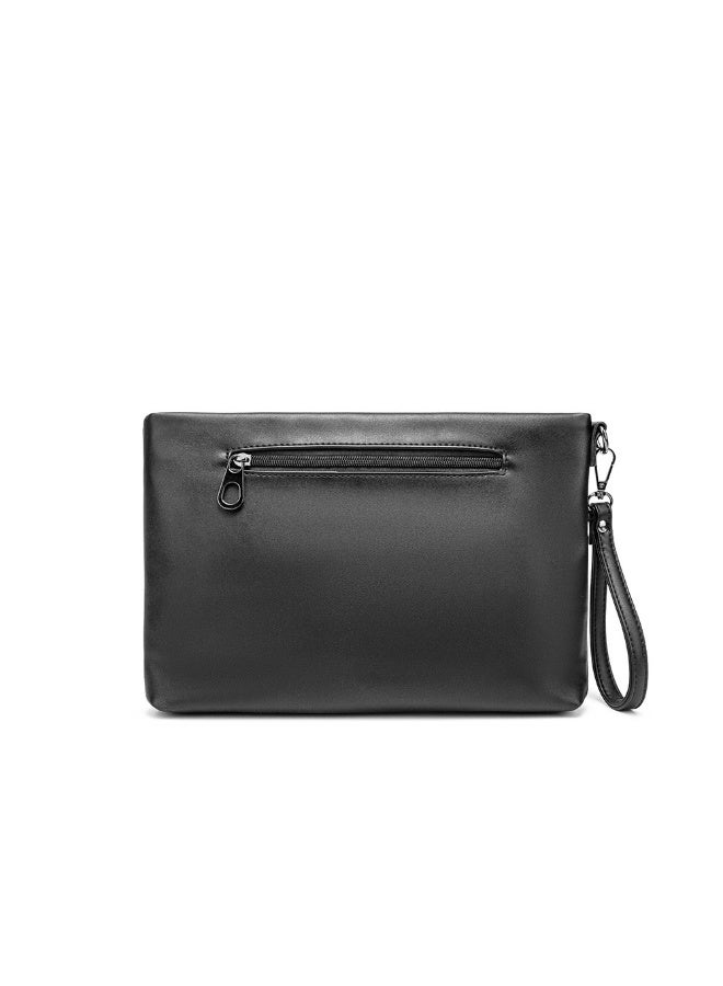 Tovele5 New Fashion Large Capacity Crazy Horse Leather Printed Black Clutch Pouch Envelope Bag - Image 3