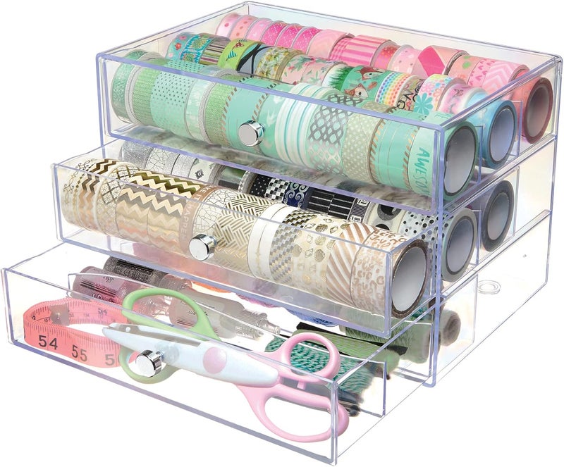 Deflecto 3 Transparent Storage Cube Drawer Organizer 7 x 10 x 68 Clear - Image 5