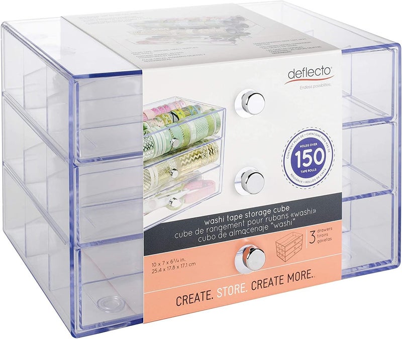 Deflecto 3 Transparent Storage Cube Drawer Organizer 7 x 10 x 68 Clear - Image 4